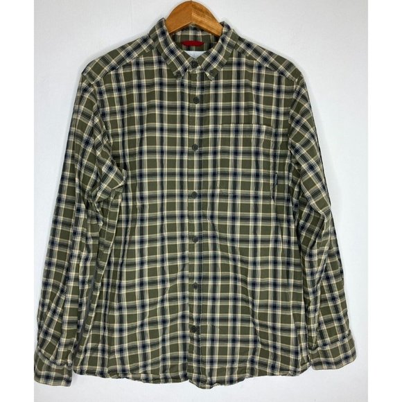 Columbia Men's Medium Green Gray Long Sleeve Button Down Plaid Shirt - Picture 1 of 9